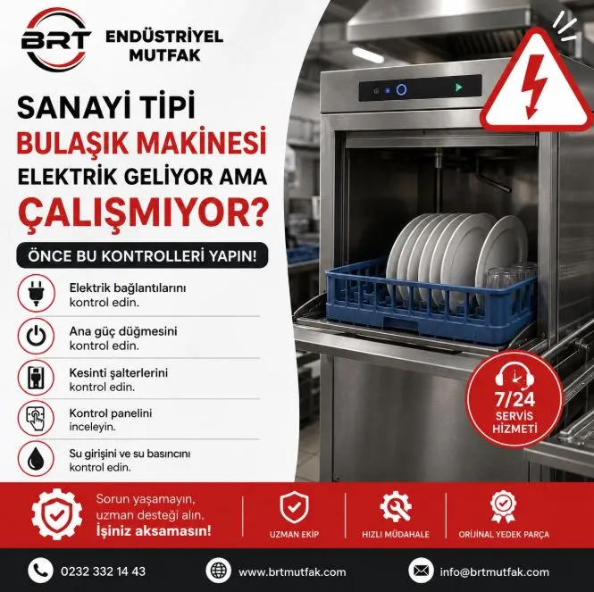 Sanayi tipi Bulaşık Makinesi elektrik geliyor ama çalışmıyor?